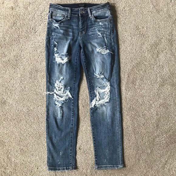 🌻3/50$!! EUC Judy Blue Distressed Boyfriend Jeans - Picture 1 of 9
